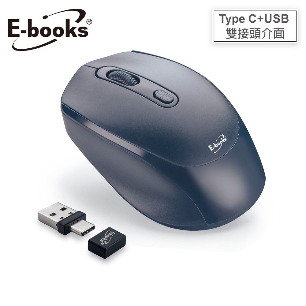 E-books  M74 四鍵式Type C+USB雙介面靜音無線滑鼠