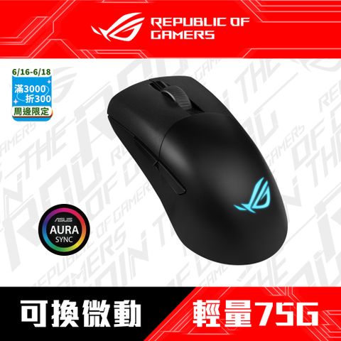 華碩 ASUS ROG Keris Wireless AIMPOINT 無線三模電競滑鼠(黑色款)