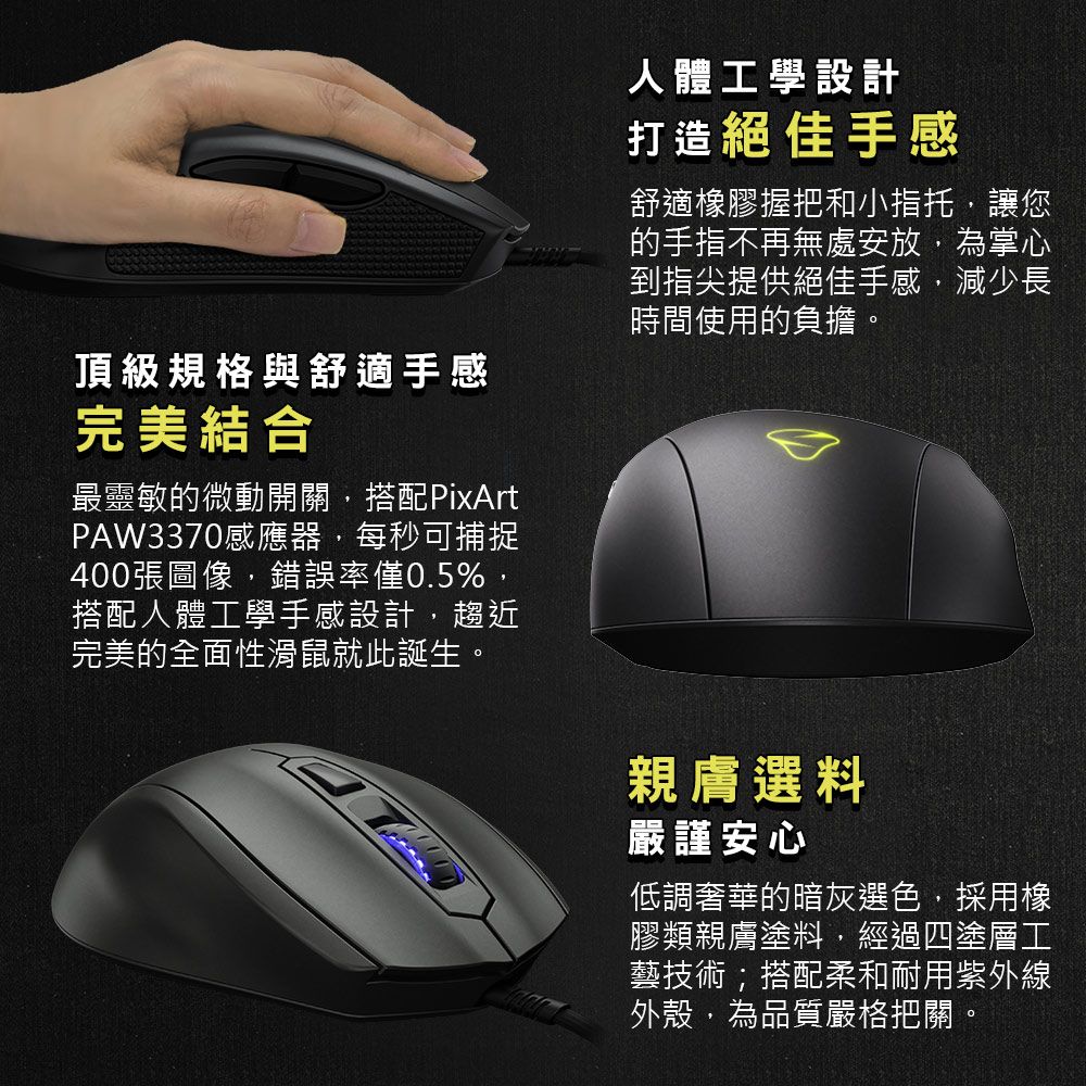 MIONIX Castor PRO舒適握感有線電竸滑鼠