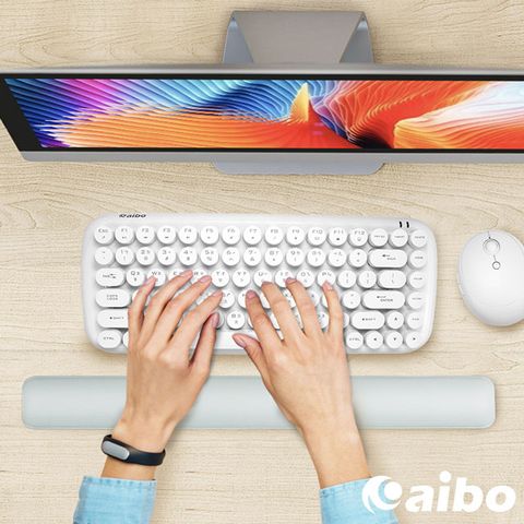aibo 高機能舒適皮革 鍵盤矽膠護 腕墊(台灣製造)-典雅灰