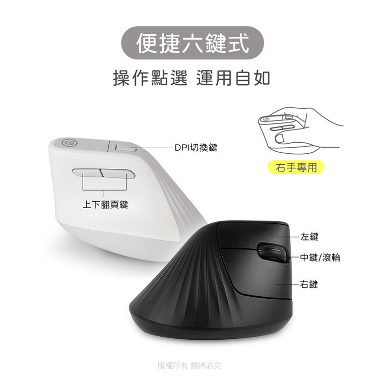 aibo 2.4G無線 人體工學直立式靜音滑鼠(USB/Type-C雙介面)