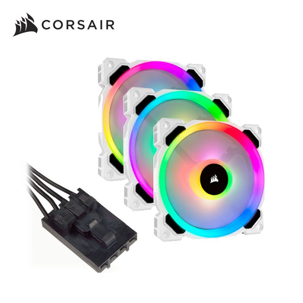 CORSAIR 海盜船   LL120 RGB LED 白機殼風扇*3+控制器