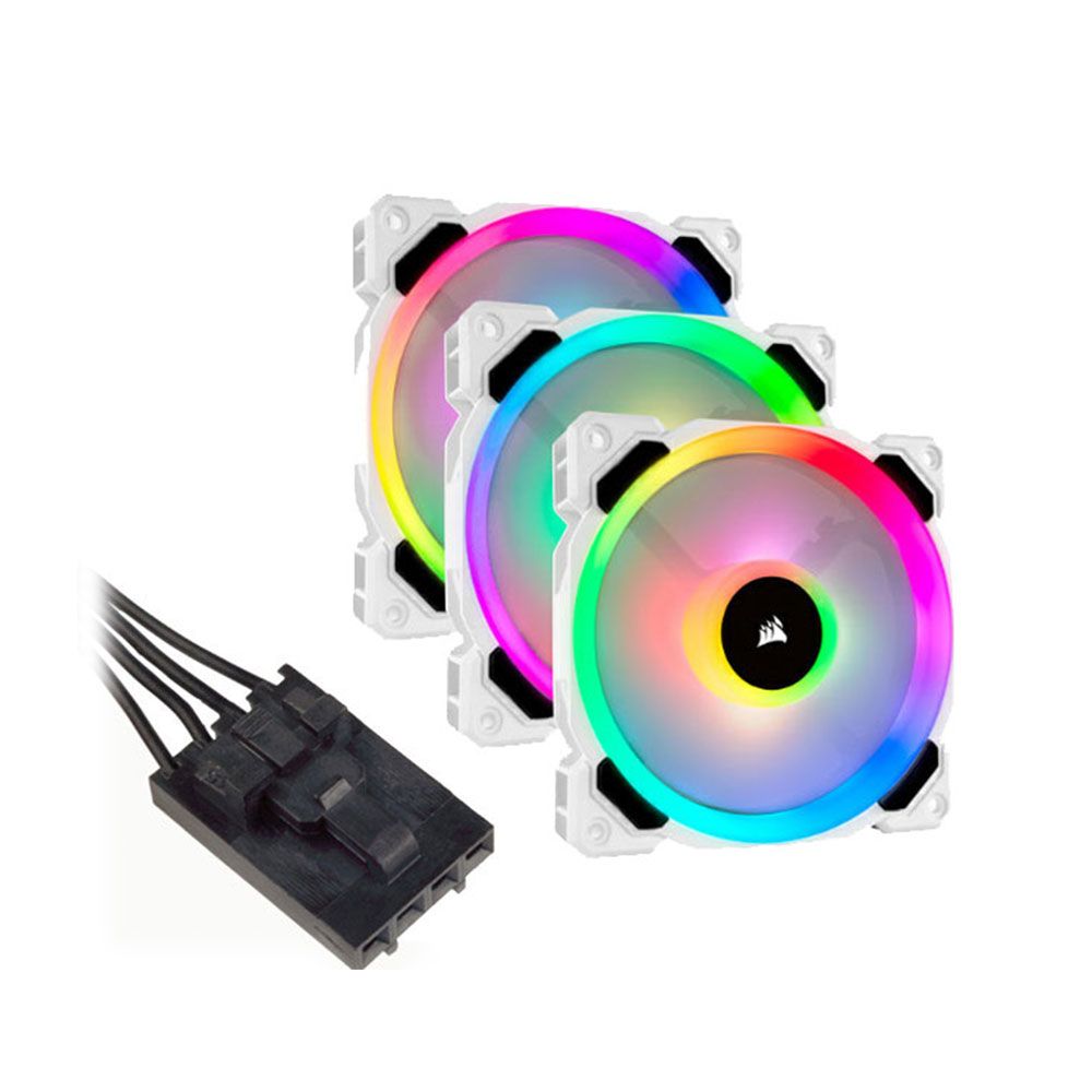 CORSAIR 海盜船   LL120 RGB LED 白機殼風扇*3+控制器