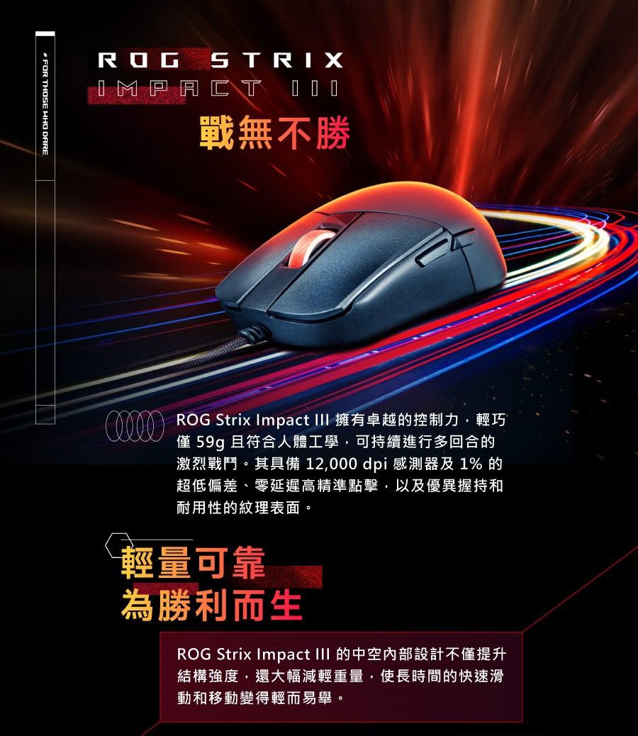 華碩ASUS ROG STRIX IMPACT III RGB電競滑鼠- PChome 24h購物