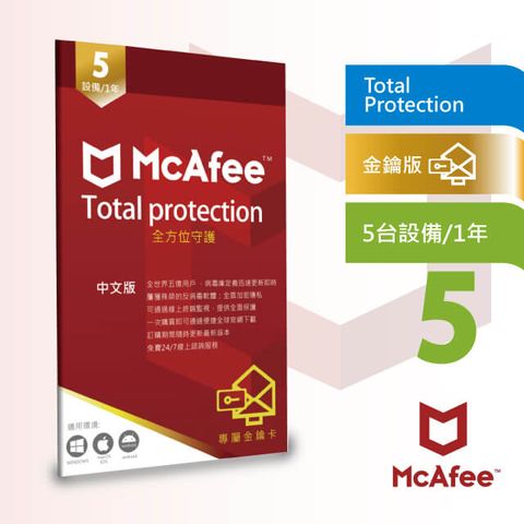 McAfee-Total-Protection-2024-全面防毒保護5台1年中文卡片版