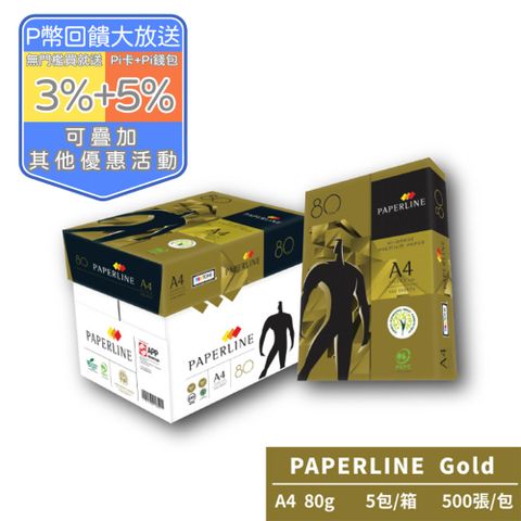 PAPERLINE GOLD金牌多功能影印紙A4 80G(5包/箱)亞洲最大紙漿製造商