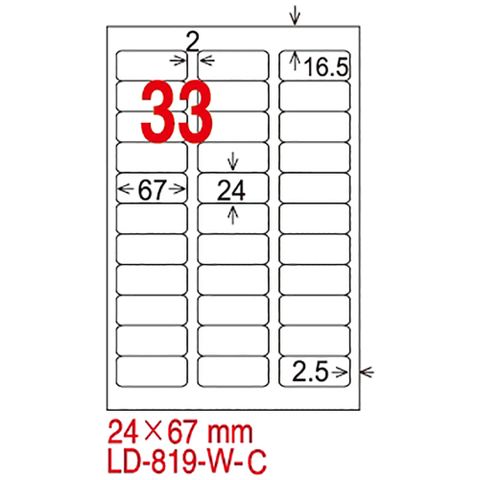 龍德 三用列印電腦標籤LD-819-W-C/33格(白色)