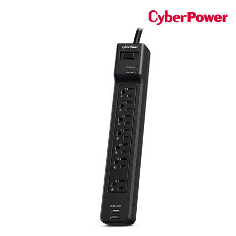 CyberPower 防突波 7插座 2USB充電延長線(P0718UA0-TW)