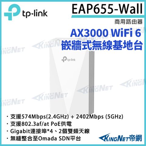 TP-LINK AX3000 WiFi 6 嵌牆式無線基地台 EAP655-Wall 路由器