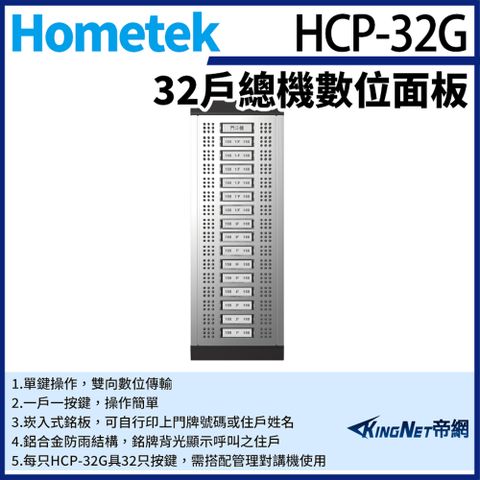 帝網監視器Hometek HCP-32G 32戶總機數位面板 鋁合金防雨 需搭配管理對講機