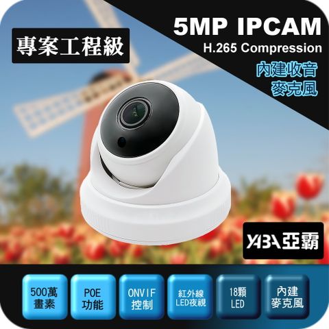 【亞霸】500萬畫素H.265 IPCAM 紅外線 防水半球 網路攝影機 監視器鏡頭