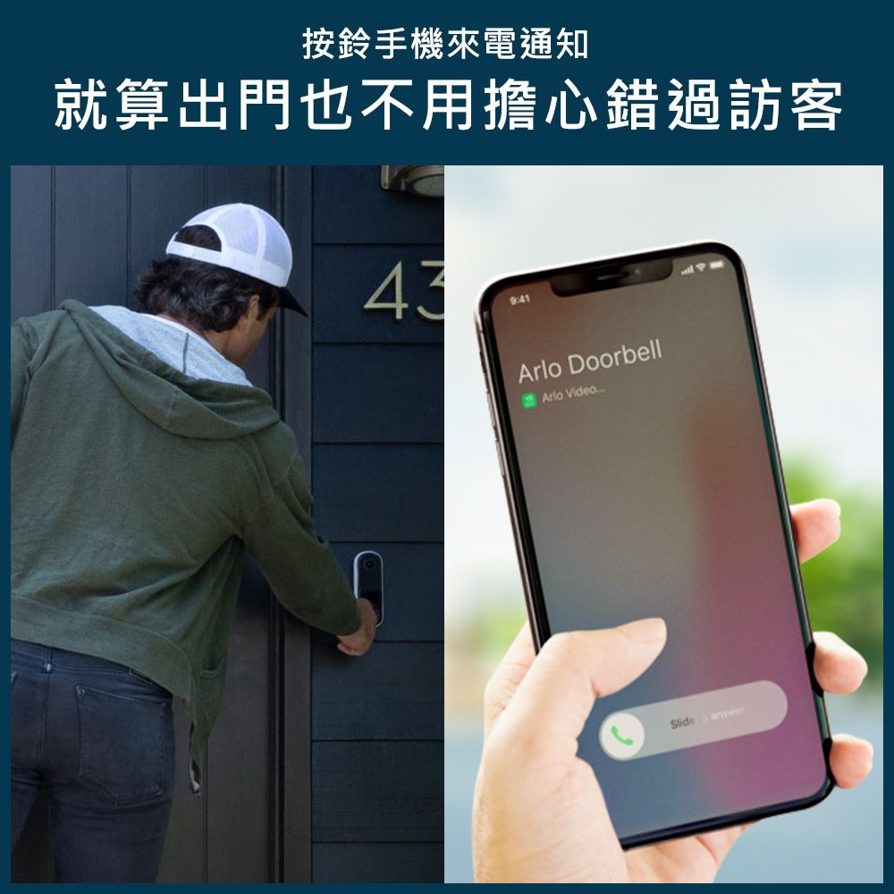Arlo Essential 2K畫質 雲端無線 WiFi 網路視訊門鈴 第二代(AVD4001)