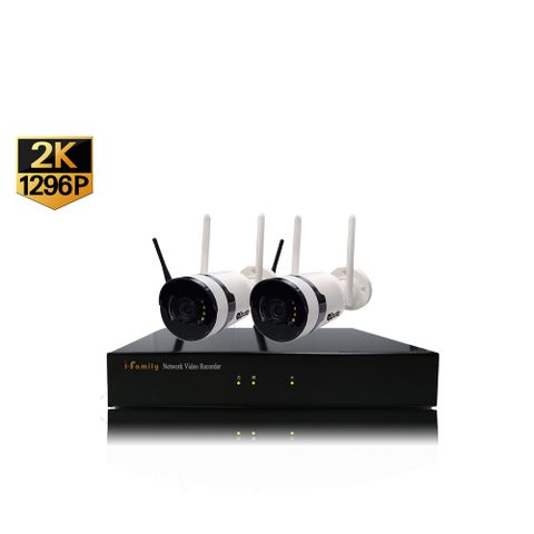 【宇晨I-Family】16路 免施工/免設定 3百萬畫素 廣角鏡頭 無線監視錄影套裝組(NVR+2鏡頭)