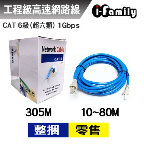 I-Family 宇晨 POE專用CAT 6 1Gbps網路線 整箱305米