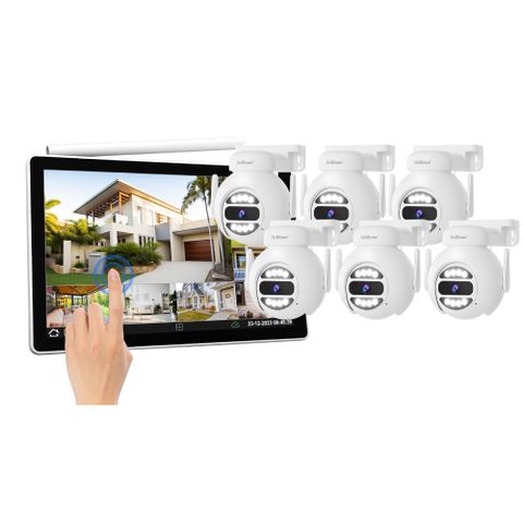 【球型6顆+1TB硬碟】聆翔NVR螢幕款無線監控攝影套裝 500萬像素 支援16TB 手機監控 智慧夜視