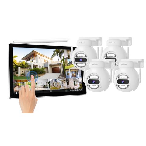 【球型4顆+1TB硬碟】聆翔NVR螢幕款無線監控攝影套裝 500萬像素 支援16TB 手機監控 智慧夜視