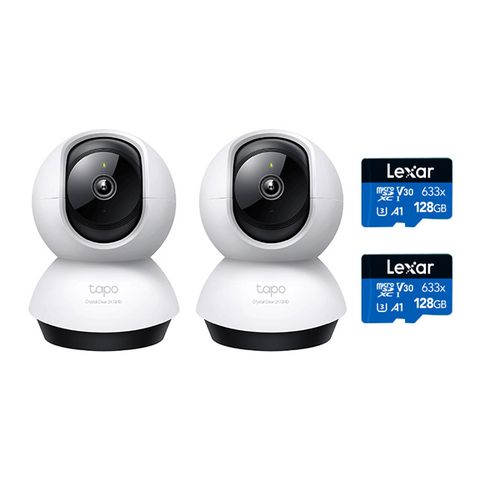 [2張]128G記憶卡 + [2入組] TP-Link Tapo C220 QHD/旋轉式 WiFi 無線網路攝影機/監視器IPCAM