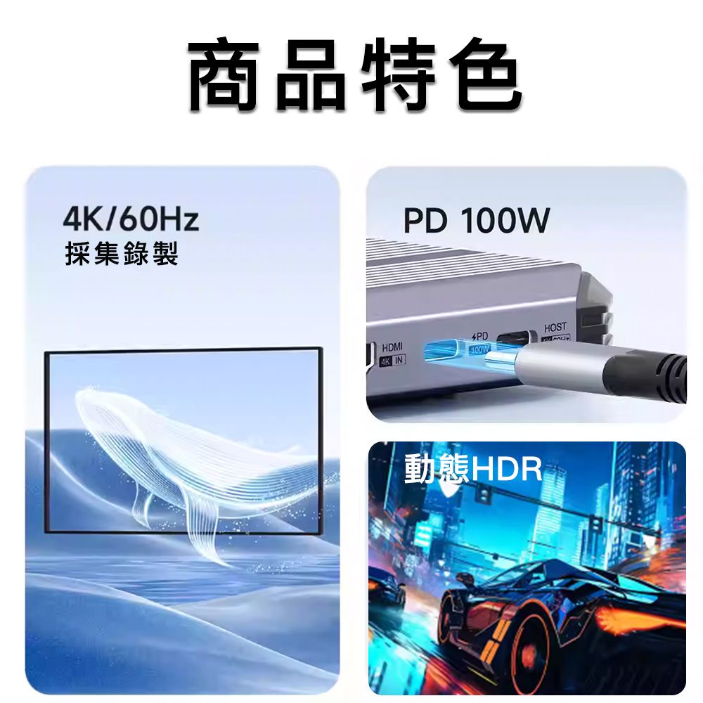  適用HDMI 4KHDR顯示擴充器/1080P擴充影音採集卡