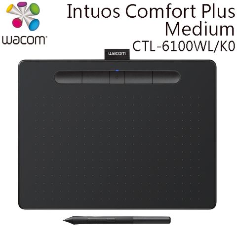 (福利品)Wacom Intuos Comfort Plus Medium 繪圖板 (藍牙版CTL-6100WL/K0)(黑)