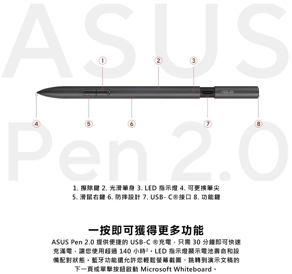 ASUS Pen 2.0 SA203H 專業觸控筆- PChome 24h購物