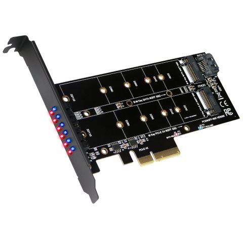 伽利略 PCI-E 4X M.2(NVMe)1埠+(NGFF)1埠 SSD 轉接卡