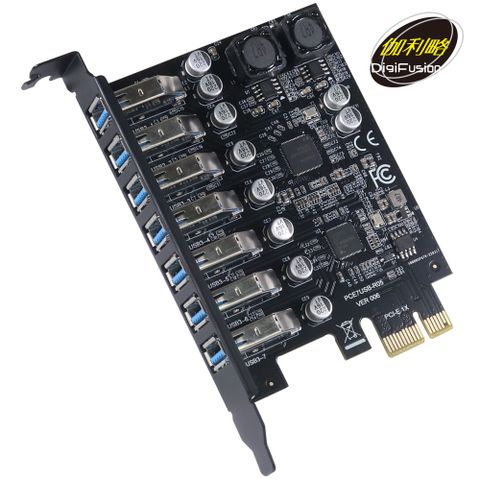 伽利略 PCI-E 1X USB3.1 Gen1 7埠卡(USB3.1 Gen1等於USB3.0規格)