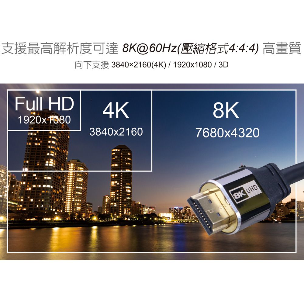 伽利略  HDMI 8K@60Hz 2米傳輸線 (CABLE802)