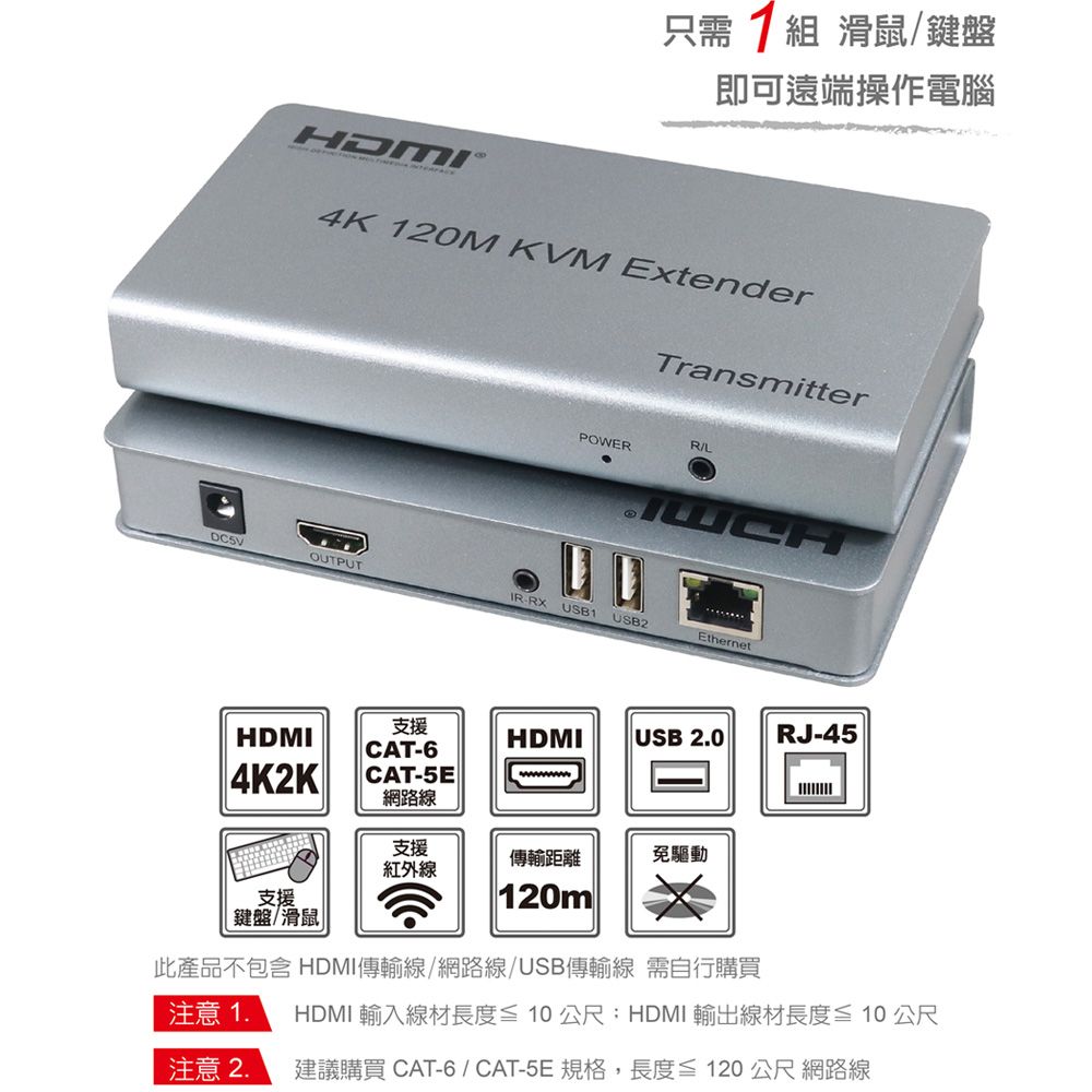 伽利略  HDMI 4K2K KVM 延伸器 120m