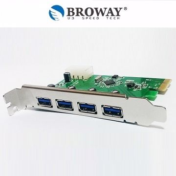 BROWAY 普洛威 PCI-E TO USB 3.0 4PORT HUB 高速 5Gbps 介面卡