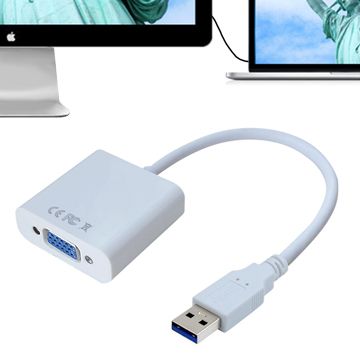 USB3.0超高速傳輸介面K-Line USB3.0 to VGA 外接擴展顯示卡 (白色)