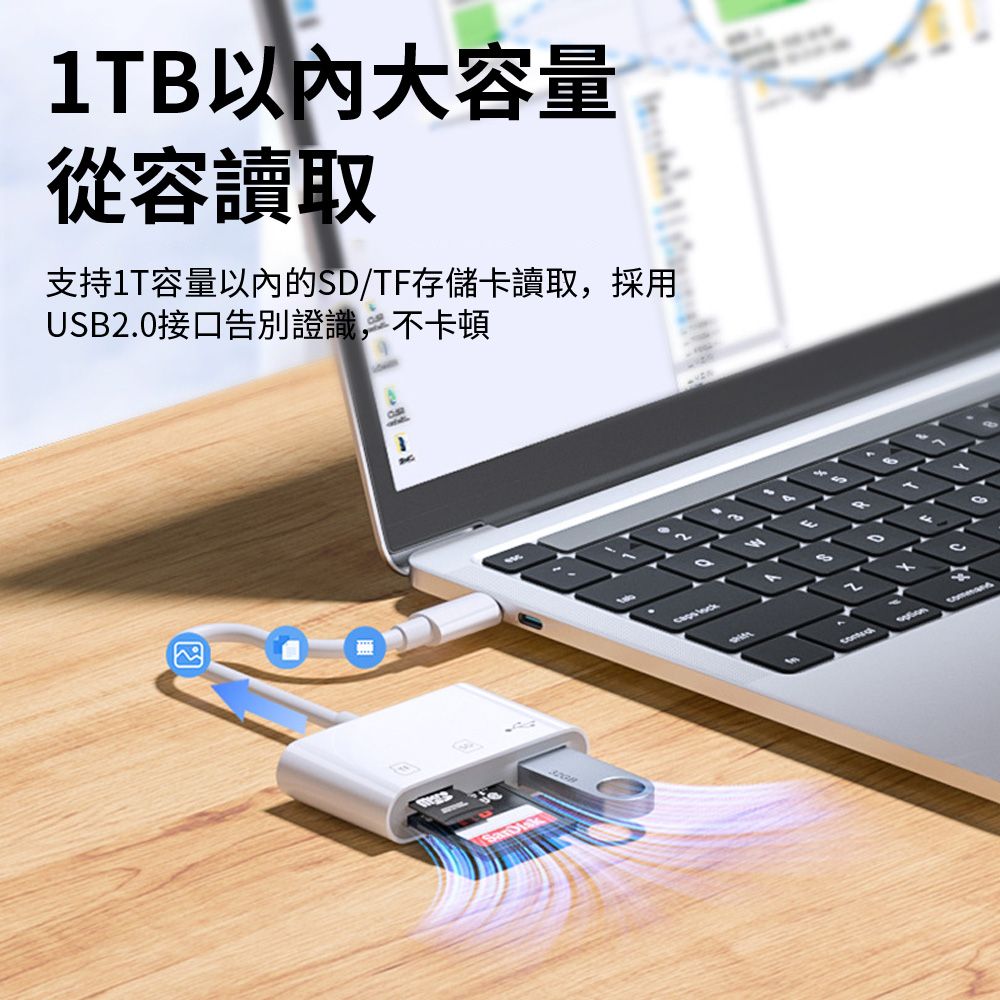  Ouboo Type-C轉TF+SD+USB三合一讀卡器 otg記憶體卡 電腦相機sd tf卡讀卡器 (USB傳輸/迷你便攜)
