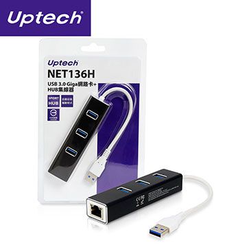 ★獨立的LED工作指示燈★Uptech 登昌恆 NET136H USB 3.1 Giga網路卡+HUB集線器