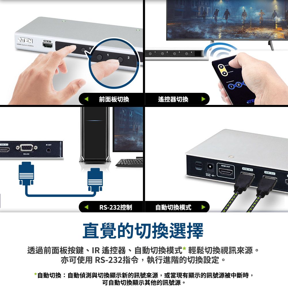 ATEN 4埠HDMI 影音切換器4K2K (VS481B) - PChome 24h購物