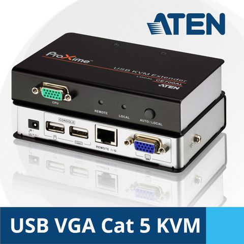 ATEN 歡慶45週年＊精選商品六折起＊ATEN USB VGA Cat 5 KVM延長器(1280 x 1024@150公尺) - CE700A