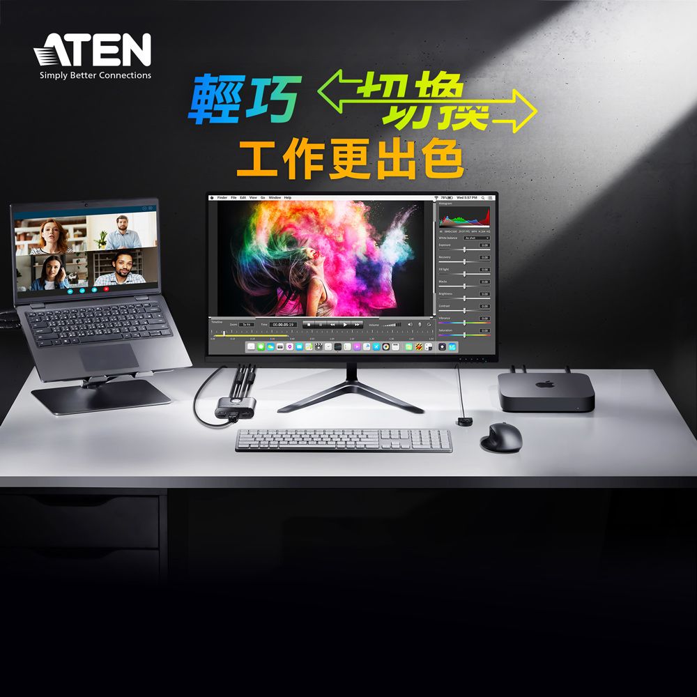 ATEN 宏正 2-Port USB FHD HDMI 帶線式KVM多電腦切換器(CS22HF)