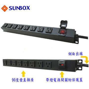 SUNBOX 慧光 PDU 8孔20安培機架電源排插帶開關側面出線