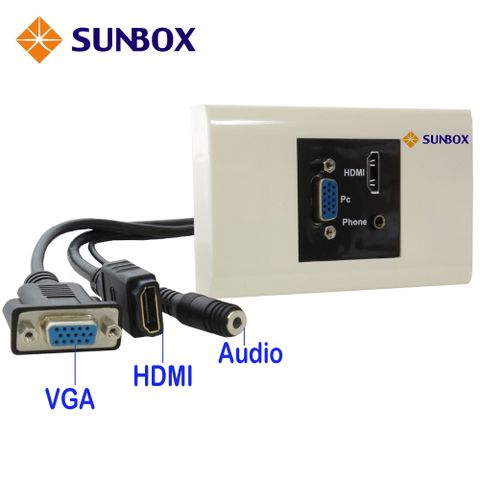 影音面板插座 HDMI + VGA+AUDIO，UL 防火塑膠材質