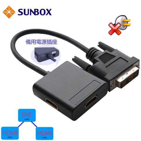 SUNBOX 慧光 DVI 轉 2埠 HDMI 影音分配器