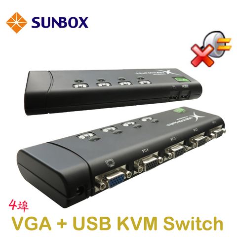 SUNBOX 慧光 4埠KVM電腦切換器VGA+USB介面 ( SK471B)