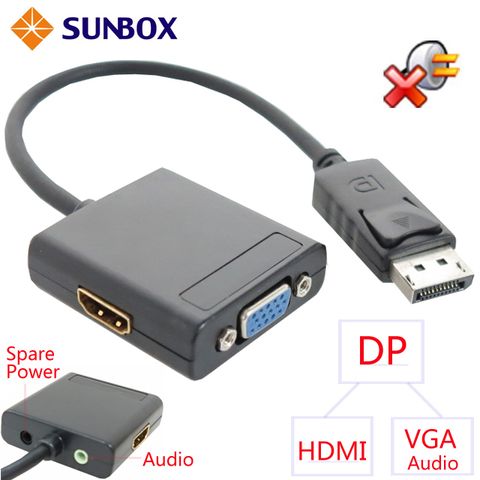 DisplayPort 轉 HDMI +VGA + Audio 影音輸出分配器
