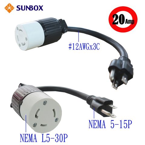 SUNBOX慧光 帶線型 5-15P插頭 轉 L5-30R插座