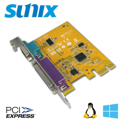 SUNIX 三泰 1埠RS-232 & 1埠Parallel PCI Express擴充卡(MIO6469A)