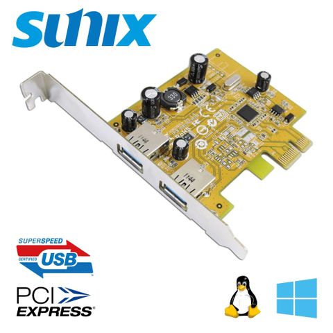 原價$930↘特價中SUNIX 2埠高速USB3.0 PCI Express擴充卡 (USB2302)