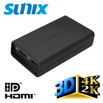 SUNIX 1進2出DisplayPort/ Mini DisplayPort轉HDMI分配器 (DPH2001)