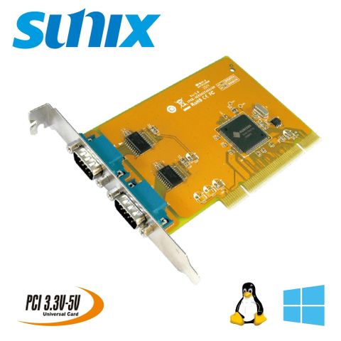 SUNIX 三泰 2埠RS-232 (DB9 公頭) PCI 串列卡 (SER5037A)