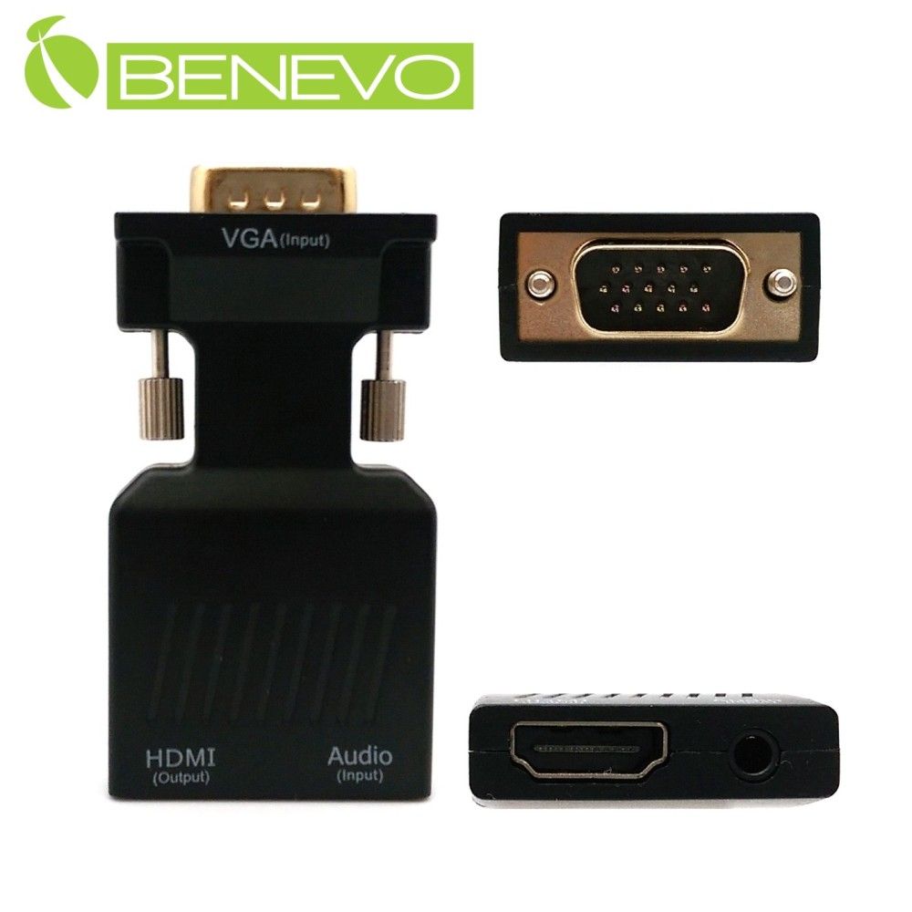 Benevo 接VGA筆電用 VGA(公)轉HDMI(母)影音訊號轉換器 (BVC1520HC)