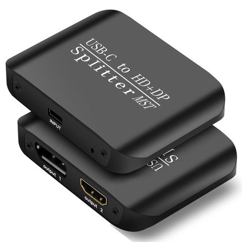 易控王 USB-C轉HDMI+DP分配器 4K@60Hz HDR 外接電源 支援SST/MST (40-735-11)