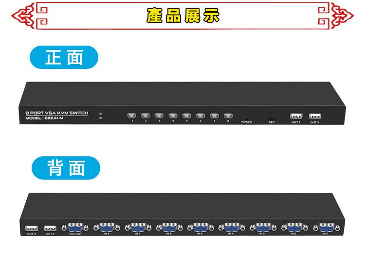 8路USB/VGA KVM切換器附有線/無線雙遙控- PChome 24h購物