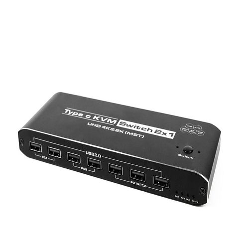 易控王 Type-C KVM切換器 2x1 HDMI USB/網路共享 支援4K PD快充 (40-116-03-02)