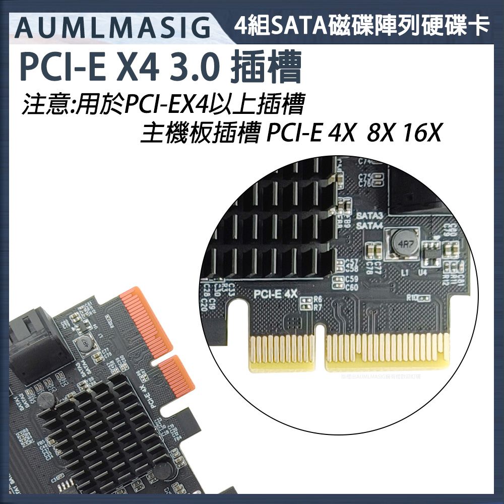 AUMLMASIG 全通碩  RAID controller card 4 PORT SATA 3.0 6Gbs【硬體磁碟陣列運算卡】支持多種操作系統win11win10  win8linux多種應用影音NAS  桌機 伺服器 工作站資料庫